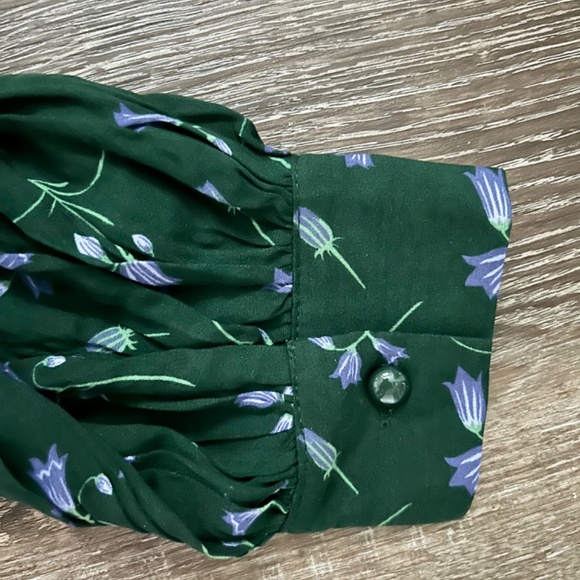 Modcloth Collectif Oakley Fall Floral Blouse Green S US 6 - Picture 3 of 6